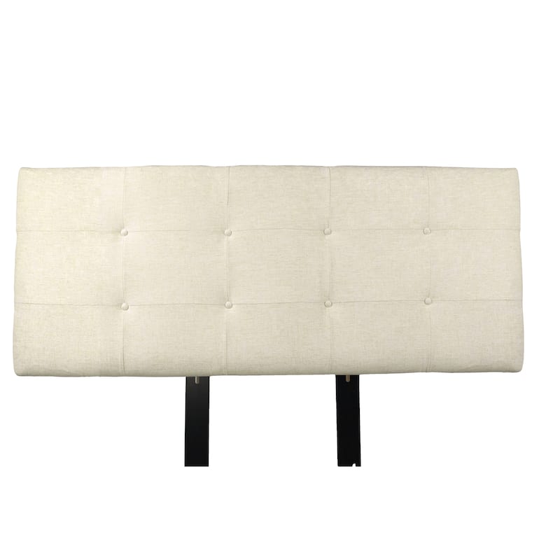 MJL Furniture Ali Button Tufted Atlas Bone Upholstered Headboard - California King