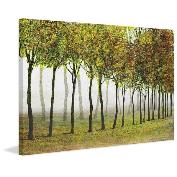 Marmont Hill - Handmade Row of Trees Green Painting Print on Canvas ...