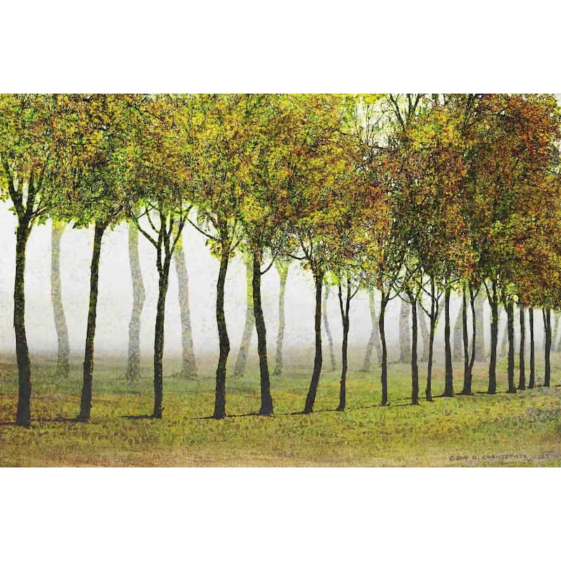 Marmont Hill - Row Of Trees Green by Chris Vest Painting Print on Canvas