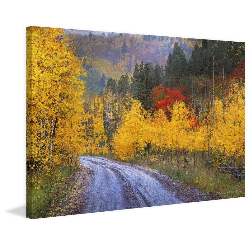 Marmont Hill - Wet Road Peak of Autumn by Chris Vest Painting Print on Canvas - Multi-Color