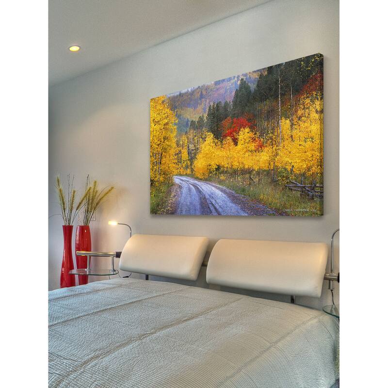 Marmont Hill - Wet Road Peak of Autumn by Chris Vest Painting Print on Canvas - Multi-Color