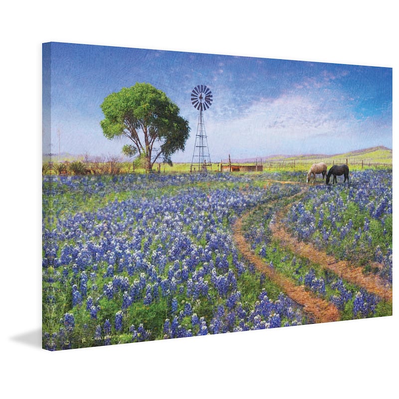 Marmont Hill - Windmill Landscape by Chris Vest Painting Print on Canvas - Multi-Color