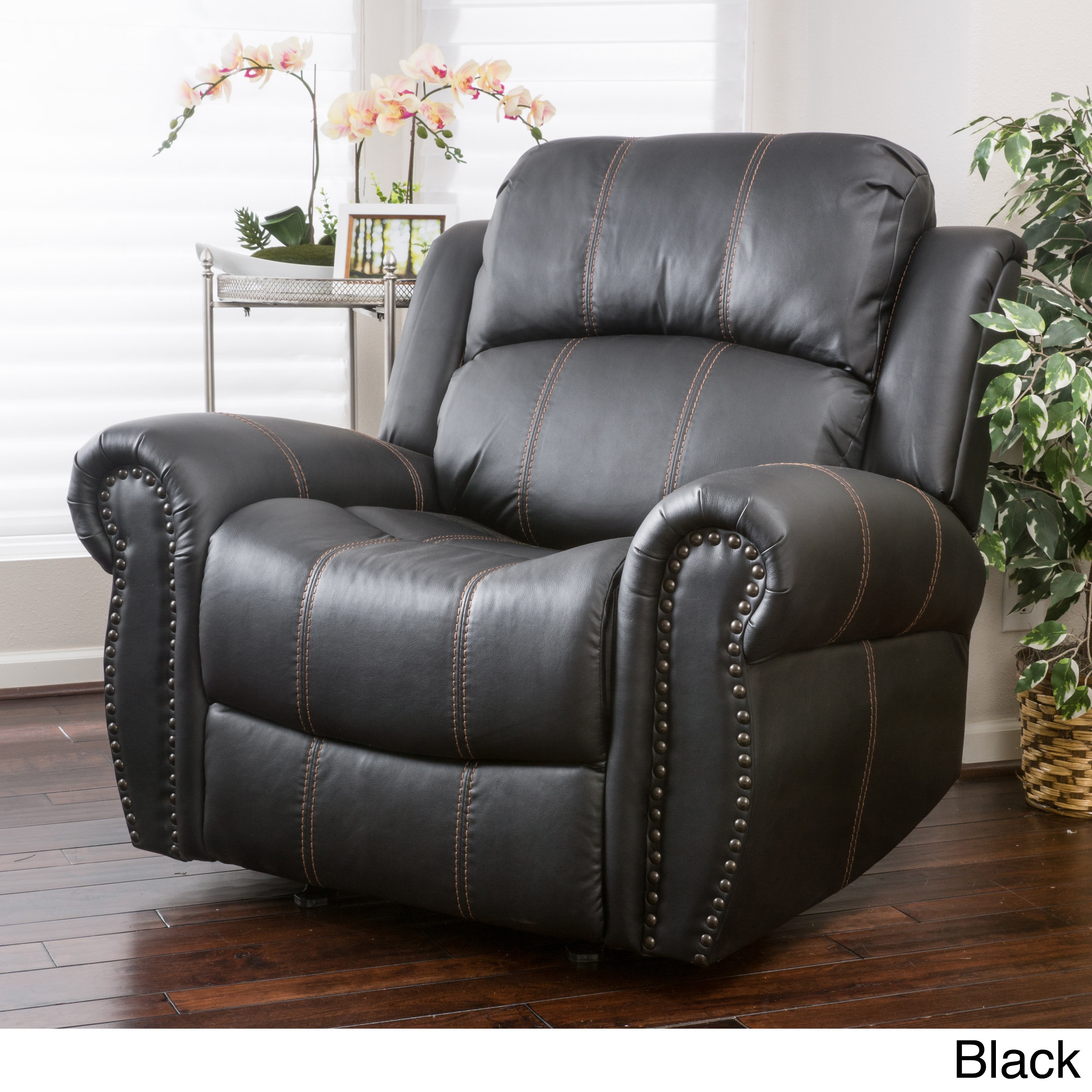 Charlie PU Leather Glider Recliner Club Chair by Christopher Black