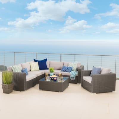 Christopher Knight Home Santa Rosa Outdoor 7-piece Wicker Seating Sectional Set