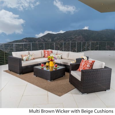 Christopher Knight Home Santa Rosa Outdoor 7-piece Wicker Seating Sectional Set with Cushions
