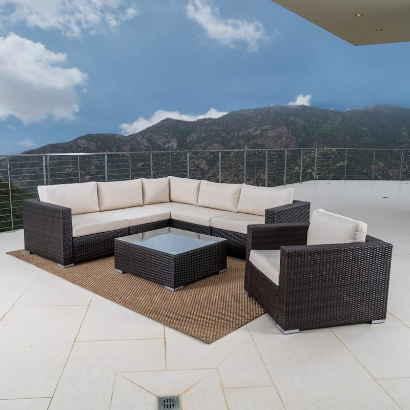 Christopher Knight Home Santa Rosa Outdoor 7-piece Wicker Seating Sectional Set