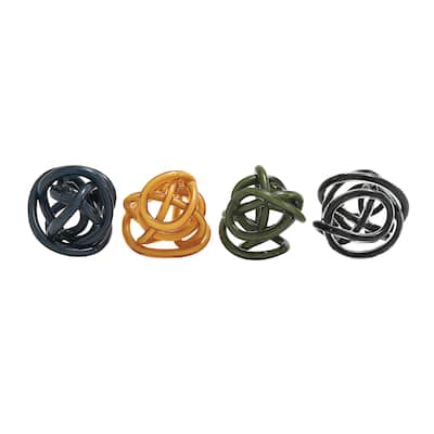 Multi Colored Glass Abstract Decorative Sculpture (Set of 4)