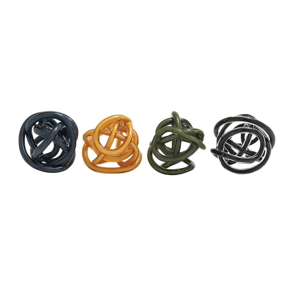 Multi Colored Glass Abstract Decorative Sculpture (Set of 4)