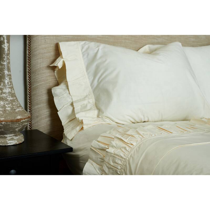 Cream Ruffle Sheet Set - Queen