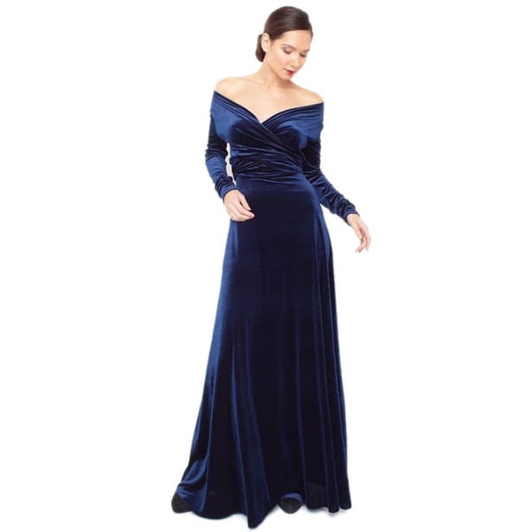 long sleeve velvet dress maxi