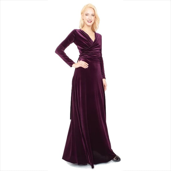 velvet long dress with sleeves