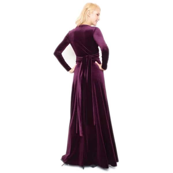 fitted lace wedding dress Betsy & Adam Plus Size Embellished Flutter-Sleeve Velvet Gown - Navy