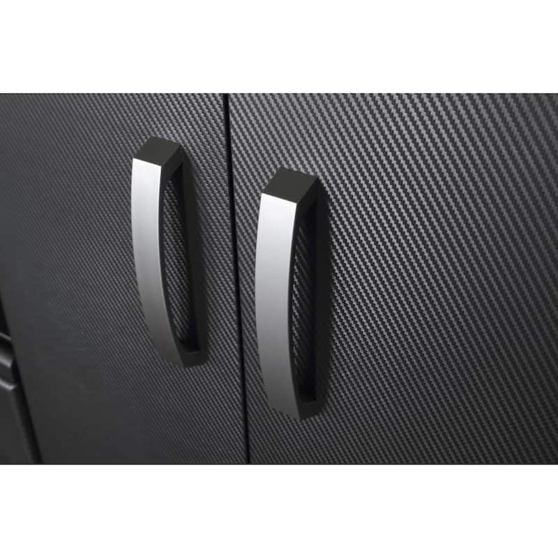 13 Piece Slatwall Panel, Cabinet, Bin and Large Workstation Storage Set - White Slat Wall/Graphite Carbon Cabinet