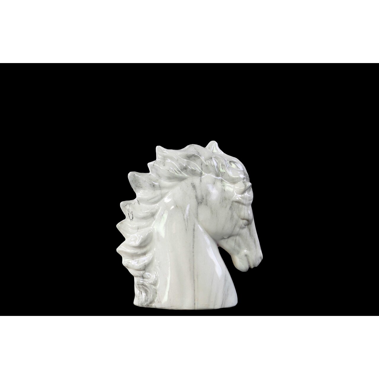 White Bonded Marble Voukefalas Horse Head Statue   13140337