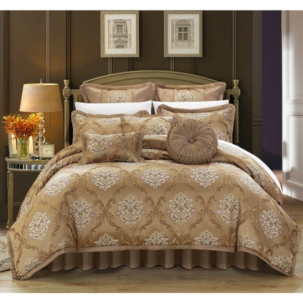 Chic Home Antonio Gold Jacquard 9-piece Comforter Set - On ...