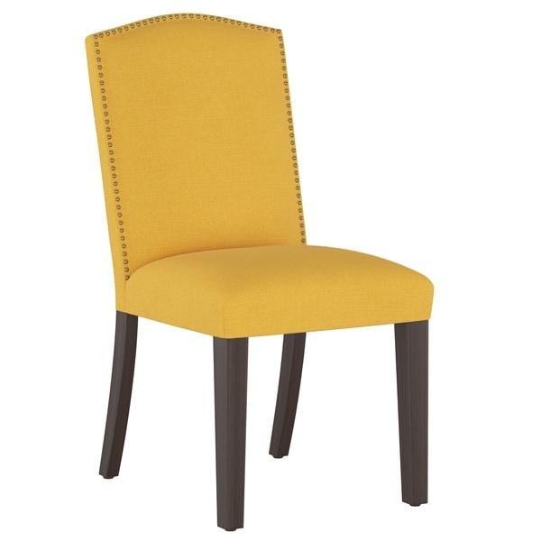 Skyline Furniture Nail Button Parsons Dining Chair in Linen Yellow