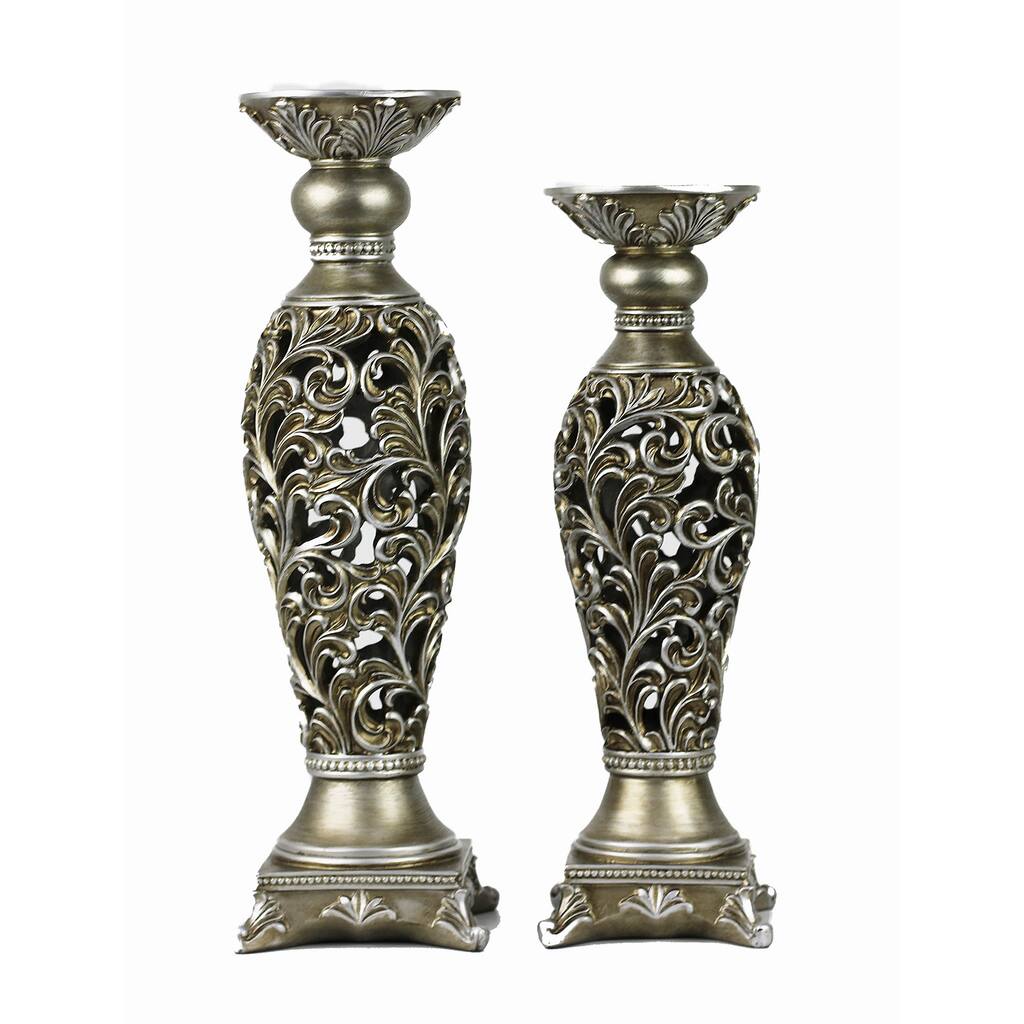 D'Lusso Designs Lucrezia Two-piece Hurricane Candlestick Set