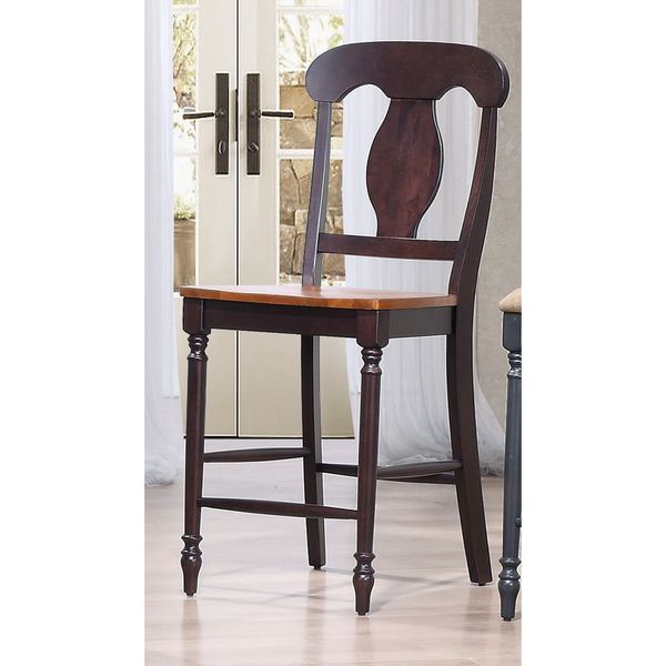 Iconic Furniture Napoleon Back Whiskey Mocha 24-inch Counter Stool