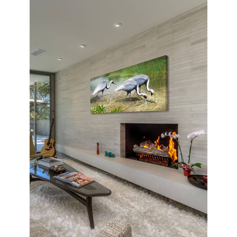 Marmont Hill - White Naped Cranes by Chris Vest Painting Print on Canvas - Multi-Color
