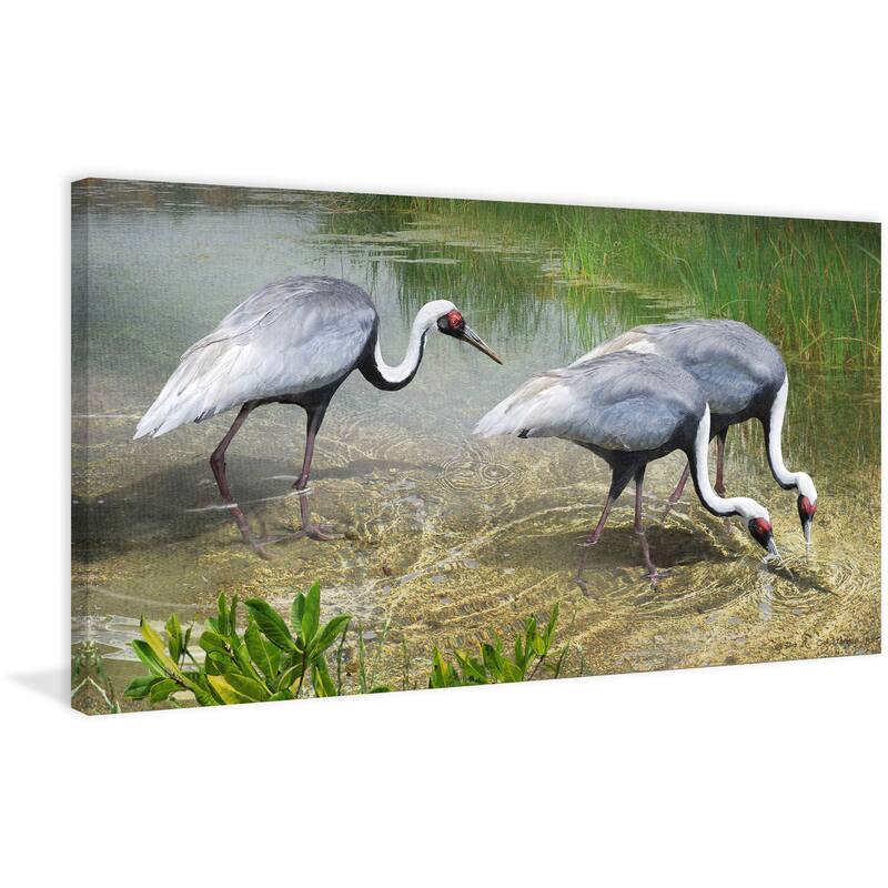 Marmont Hill - White Naped Cranes by Chris Vest Painting Print on Canvas - Multi-Color