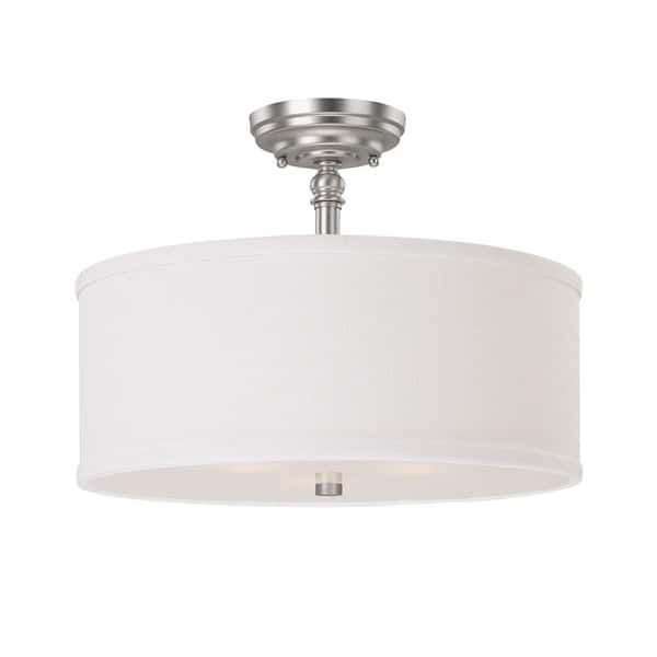 slide 1 of 1, Loft 3-light Matte Nickel Semi-Flush Mount - Matte Nickel