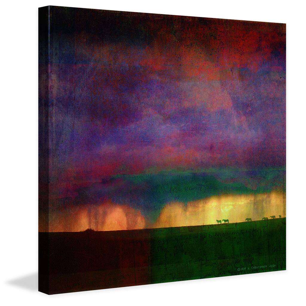 Marmont Hill - Storm Passing Horses by Chris Vest Painting Print on Canvas - Multi-Color