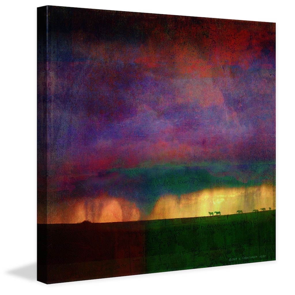 Marmont Hill - Storm Passing Horses by Chris Vest Painting Print on Canvas - Multi-Color