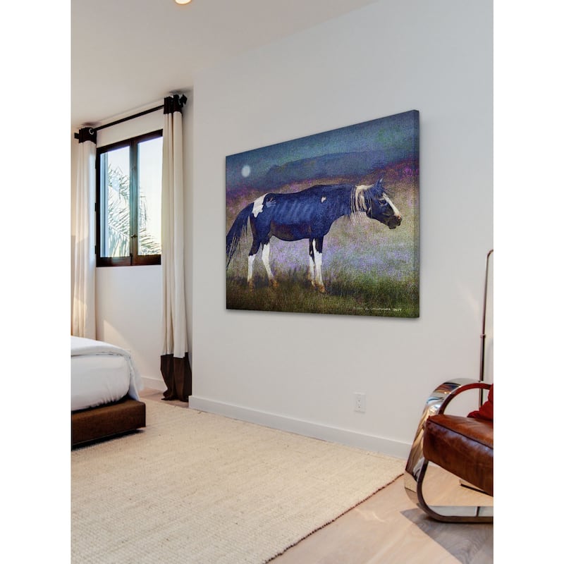 Marmont Hill - Black Horse by Chris Vest Painting Print on Canvas - Multi-Color