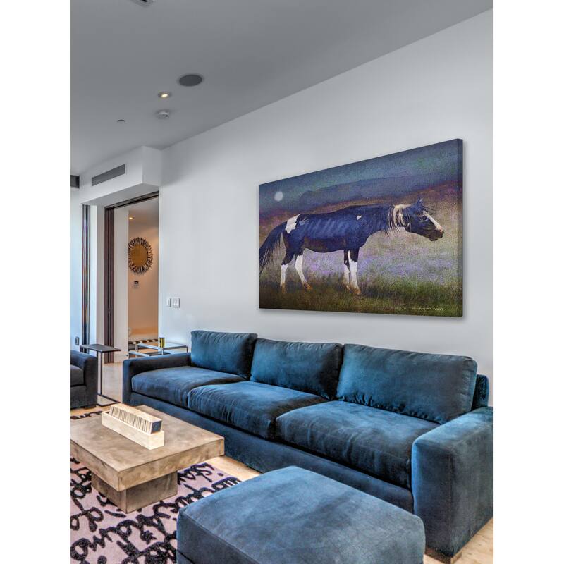 Marmont Hill - Black Horse by Chris Vest Painting Print on Canvas - Multi-Color
