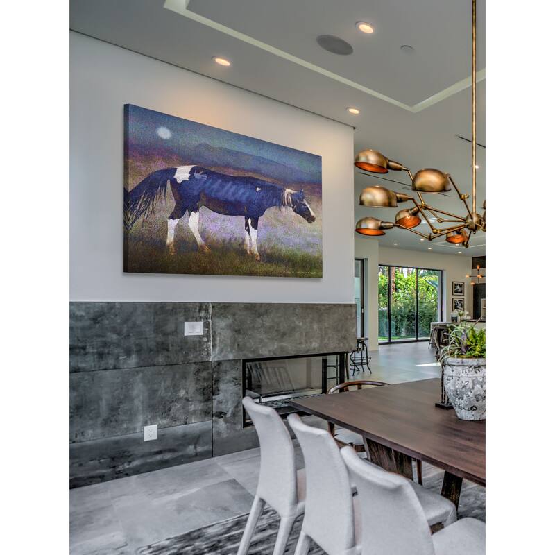 Marmont Hill - Black Horse by Chris Vest Painting Print on Canvas - Multi-Color