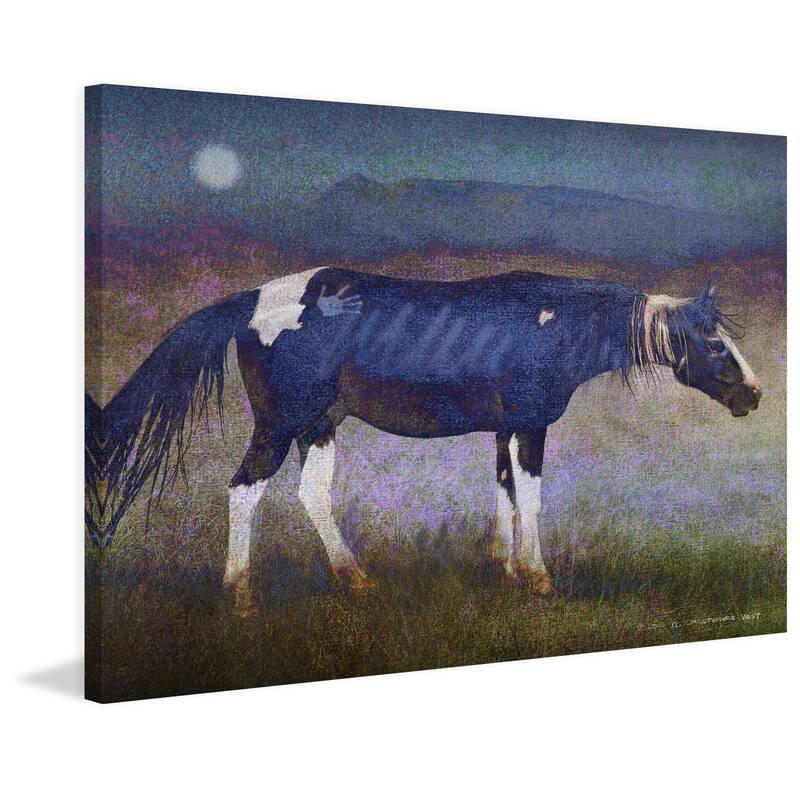 Marmont Hill - Black Horse by Chris Vest Painting Print on Canvas - Multi-Color