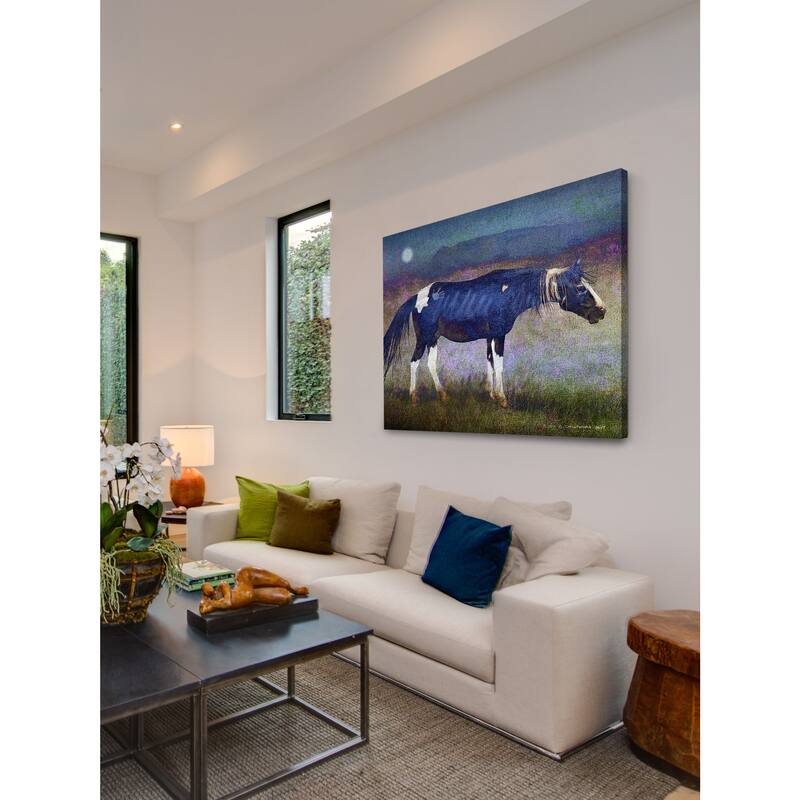 Marmont Hill - Black Horse by Chris Vest Painting Print on Canvas - Multi-Color
