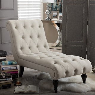 Baxton Studio Layla Beige Fabric Chaise Lounge