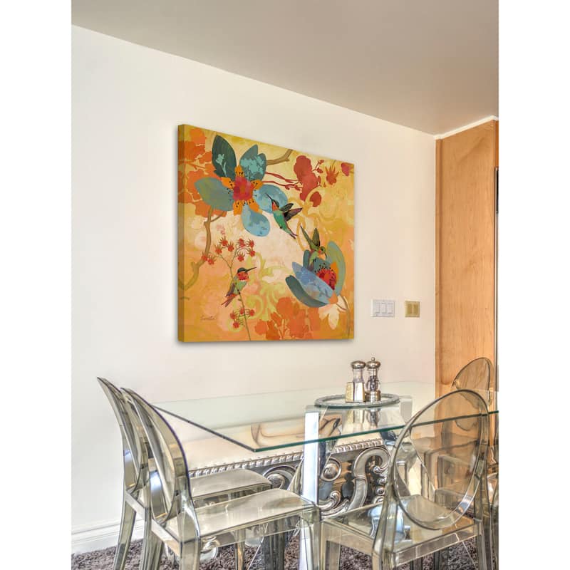 Marmont Hill - Humming Birds Aqua by Evelia Painting Print on Canvas