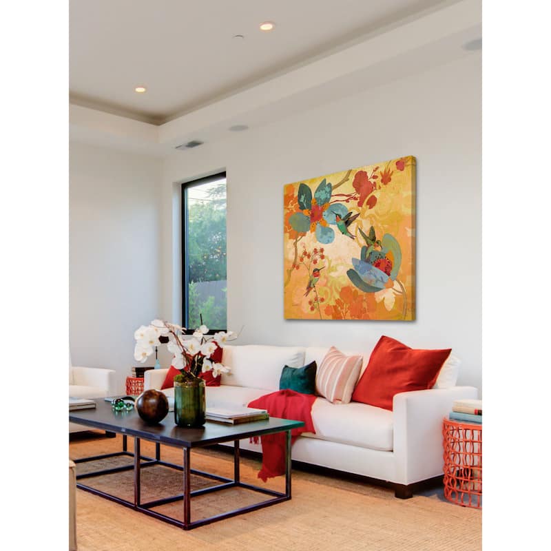 Marmont Hill - Humming Birds Aqua by Evelia Painting Print on Canvas