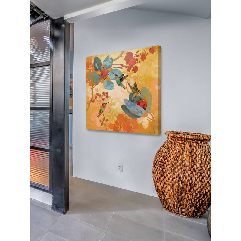 Marmont Hill - Humming Birds Aqua by Evelia Painting Print on Canvas