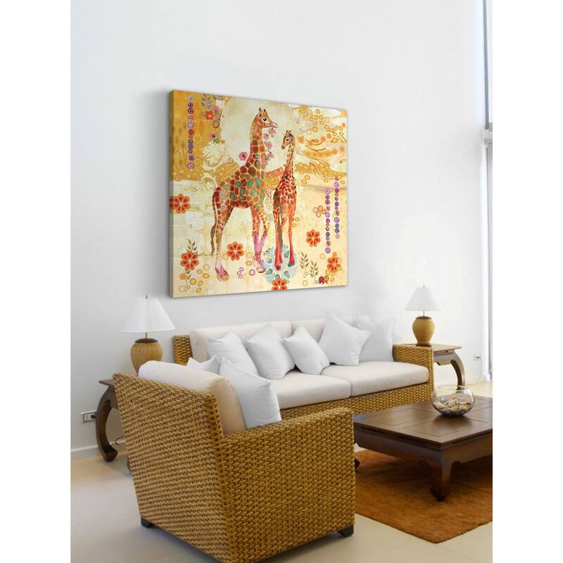 Marmont Hill - Giraffes by Evelia Painting Print on Canvas - Multi-Color