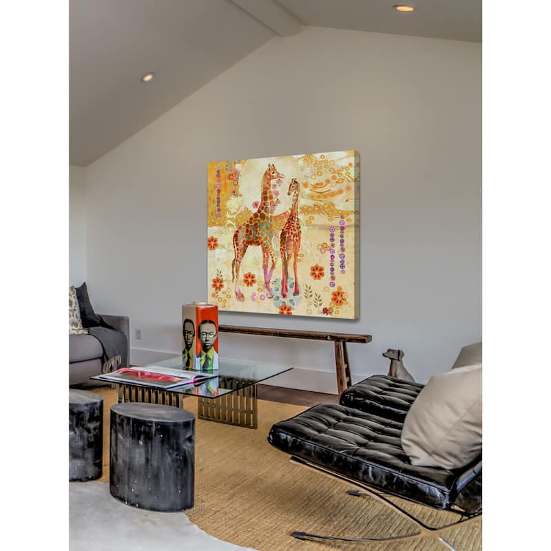 Marmont Hill - Giraffes by Evelia Painting Print on Canvas - Multi-Color