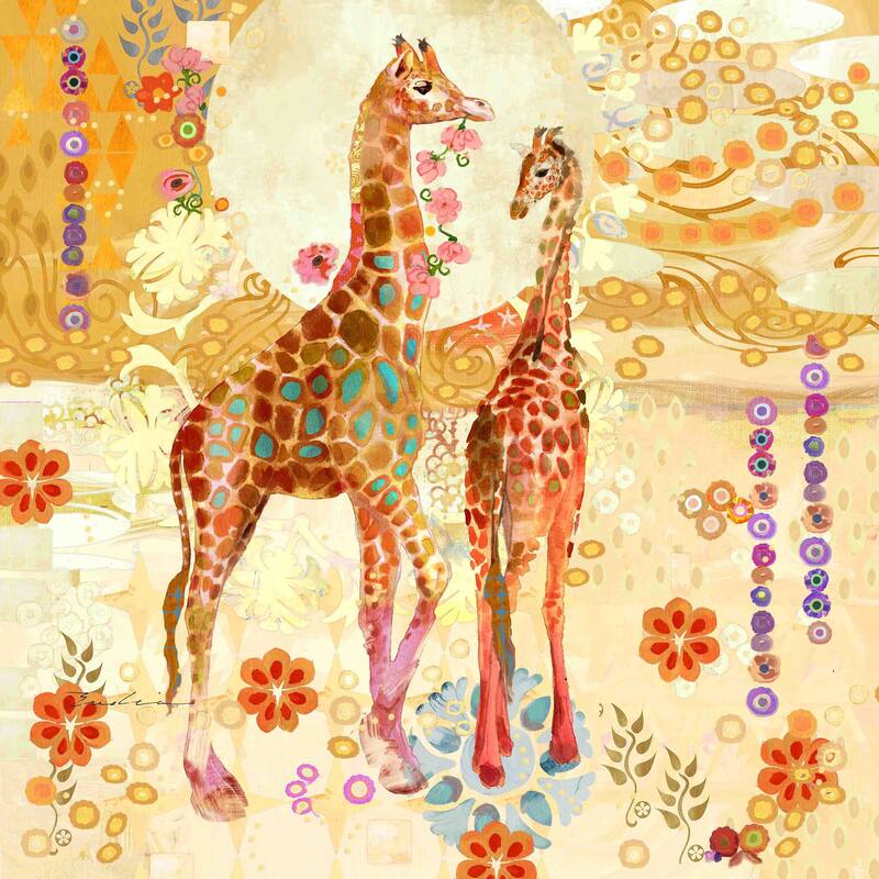 Marmont Hill - Giraffes by Evelia Painting Print on Canvas - Multi-Color