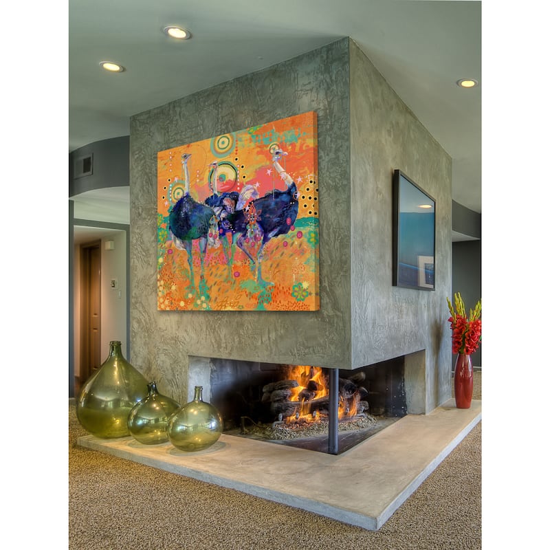 Marmont Hill - Three Ostrich by Evelia Painting Print on Canvas - Multi-Color