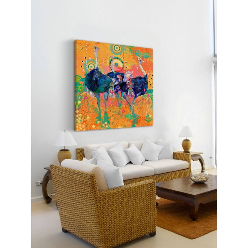 Marmont Hill - Three Ostrich by Evelia Painting Print on Canvas - Multi-Color