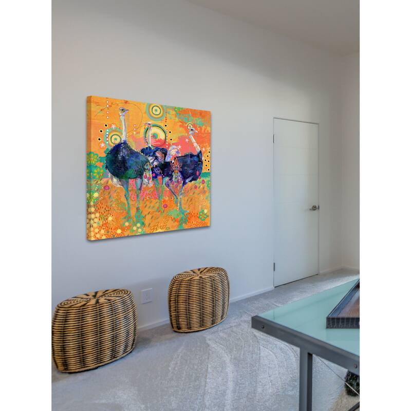 Marmont Hill - Three Ostrich by Evelia Painting Print on Canvas - Multi-Color