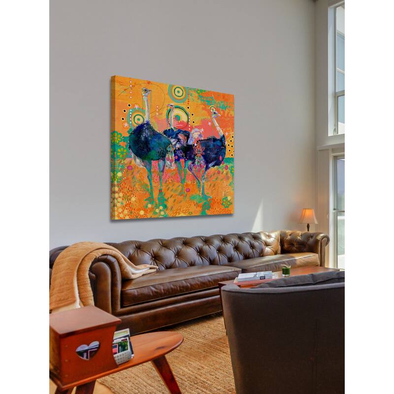 Marmont Hill - Three Ostrich by Evelia Painting Print on Canvas - Multi-Color