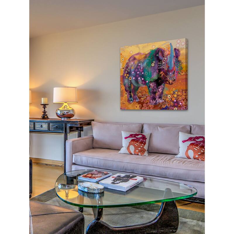 Marmont Hill - The Last Rhino by Evelia Painting Print on Canvas - Multi-Color