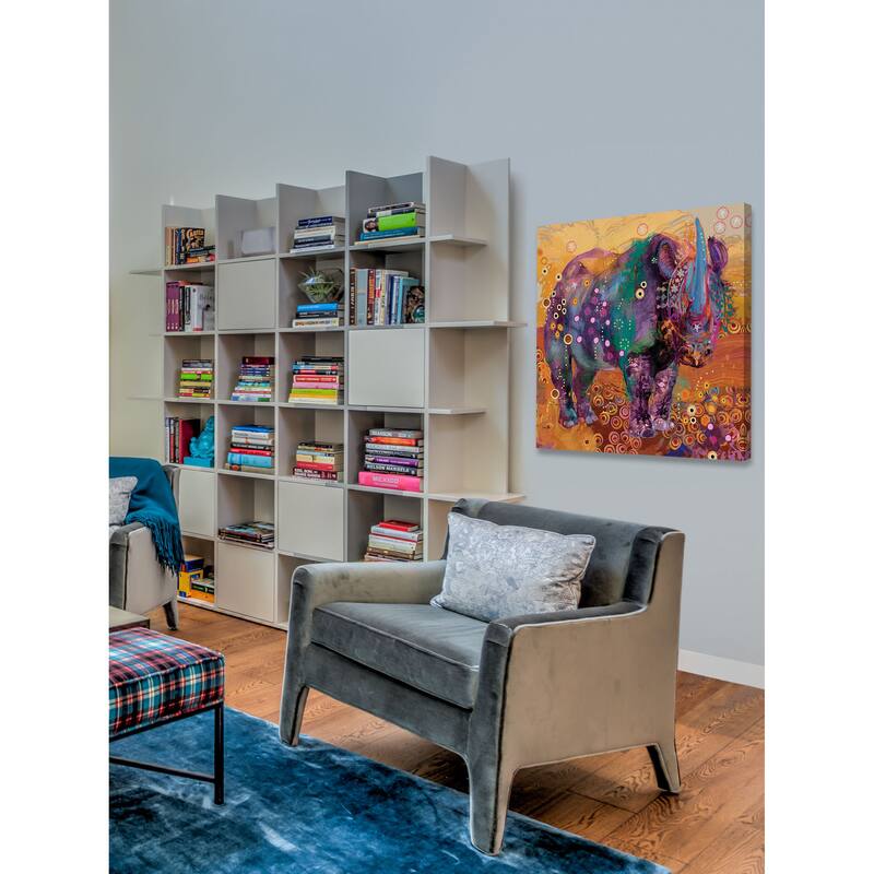 Marmont Hill - The Last Rhino by Evelia Painting Print on Canvas - Multi-Color