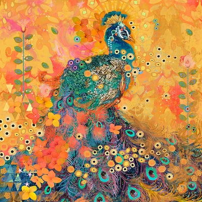 Marmont Hill - Handmade AfriKarma Peacock Painting Print on Canvas