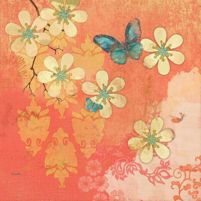 Marmont Hill - Multi Blossoms Buttery by Evelia Painting Print on Canvas - Multi-Color