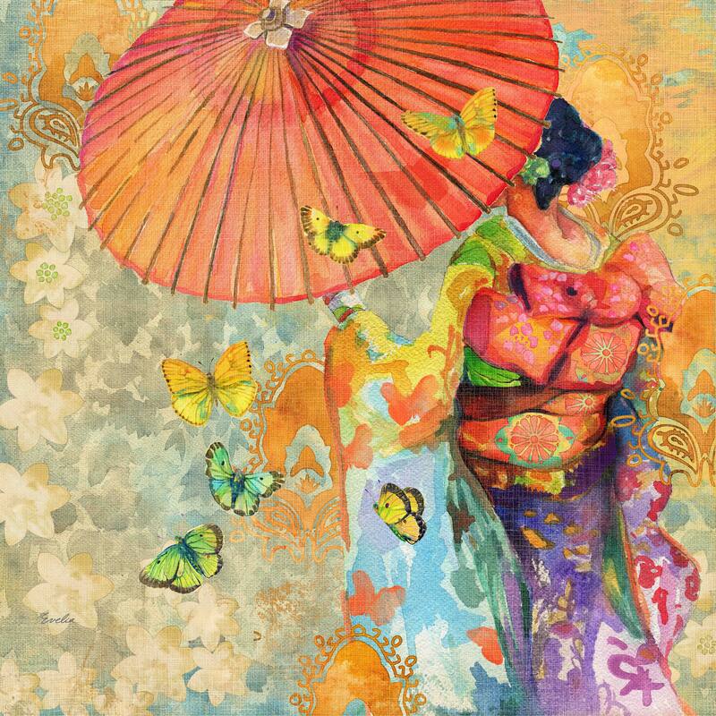Marmont Hill - Umbrella Butteries by Evelia Painting Print on Canvas - Multi-Color