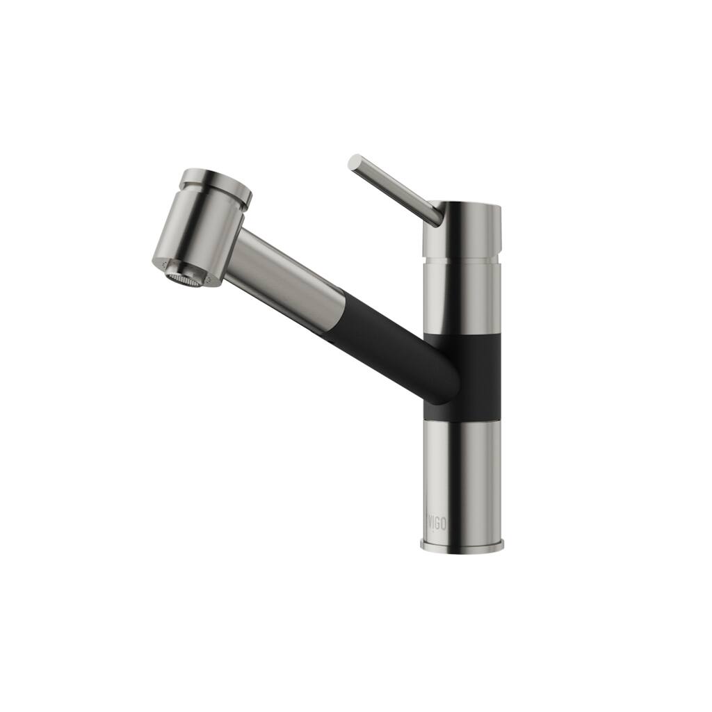 VIGO Branson Stainless Steel and Matte Black Pull-Out Spray Kitchen Faucet