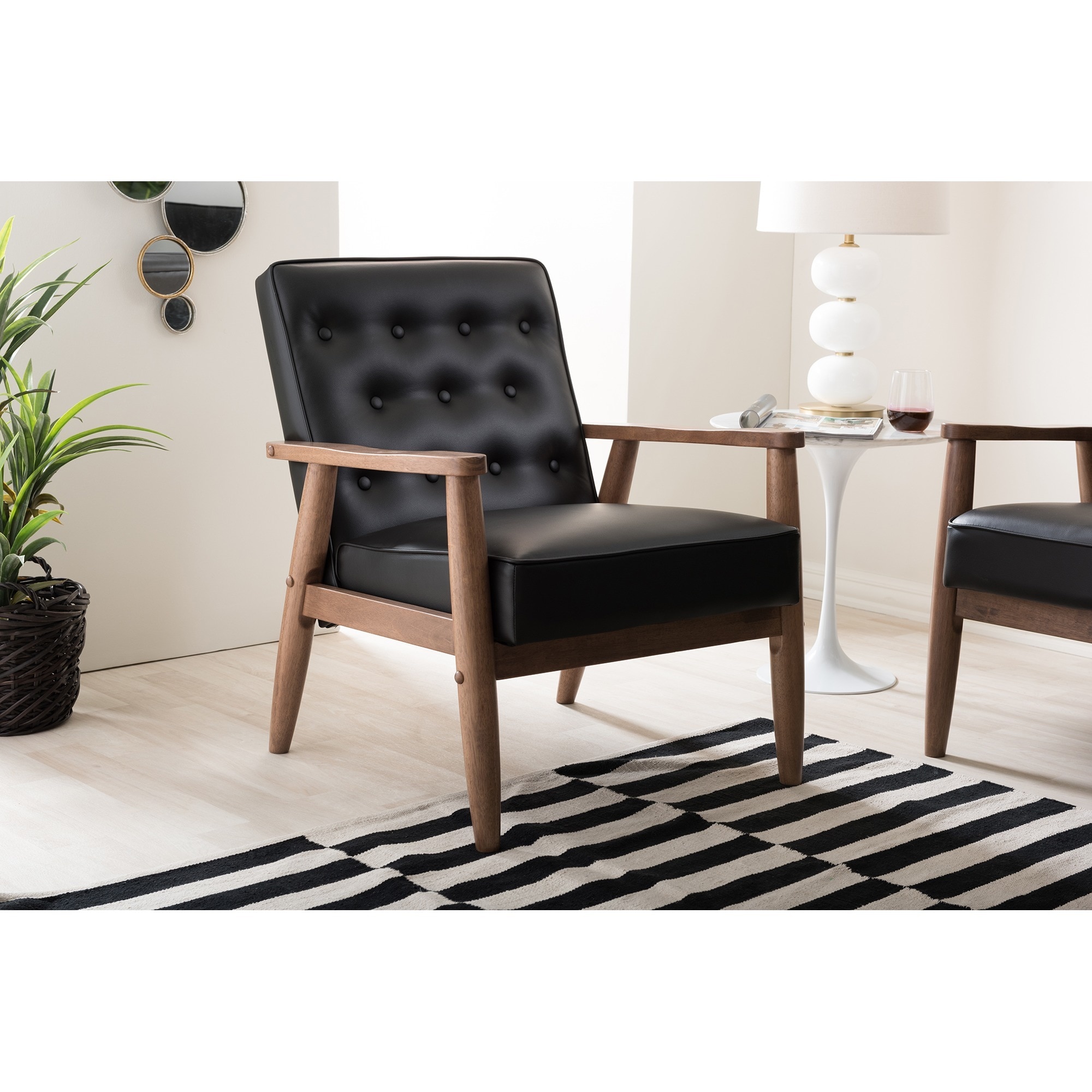 Baxton Studio Sorrento Mid century Retro Modern Black Faux